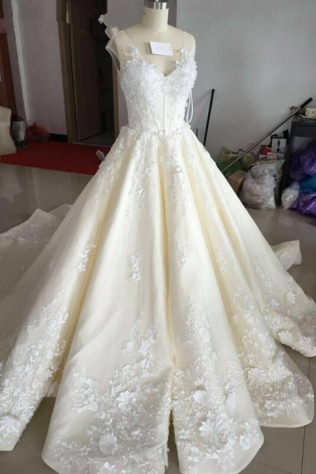 Charming Wedding Dress, Ball Gown Wedding Dress, V Neck Wedding Gown, Sexy Bridal Dresses