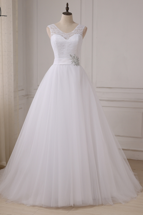 Lace Wedding Dresses , Cap Sleeve Wedding Gowns, Tulle A-line Size