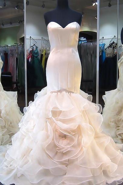 Charming Wedding Dress,mermaid Wedding Dresses With Ruffles,sexy Wedding Gown,bridal Dresses F3255
