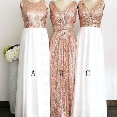 Long Bridesmaid Dress,Sequin Bridesmaid Dress,Custom Made Bridesmaid Dress,A-Line Bridesmaid Dress,Elegant Bridesmaid Dress