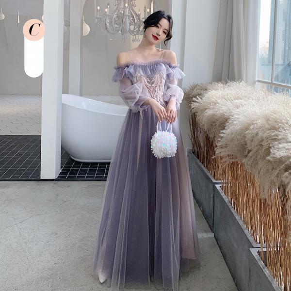 Long purple 2022 new bridesmaid dress Formal Dresses Evening Dresses