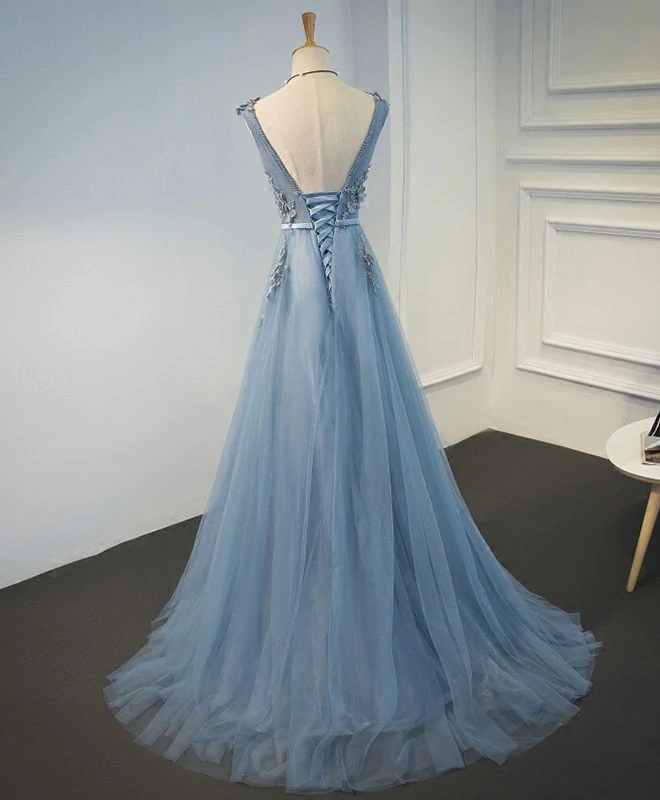 modest prom dress long prom dresses with lace tulle evening gown B612