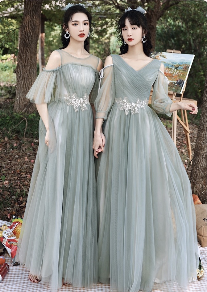 Light Green Bridesmaid Dress, Fairy Sisters Prom Dress, Fresh Student ...